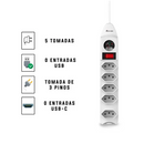 Extensão Elétrica 5 Tomadas 1,8m, 2500W, Botão Liga/Desliga, Segurança e Economia de Energia