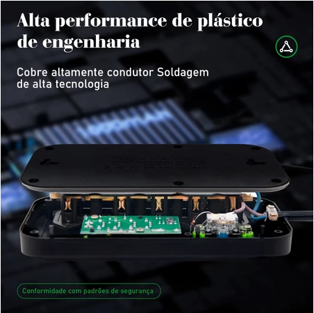 COIBEU Extensão Elétrica 2m/5m 10A 5 Tomadas 4 USB 1 Tipo-C Universal Bivolt Power 110v/220v WKC-541